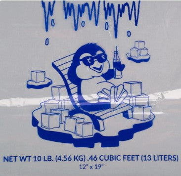 Choice 10 lb Clear Wicketed Ice Bag with Ice Print 1,000/Case