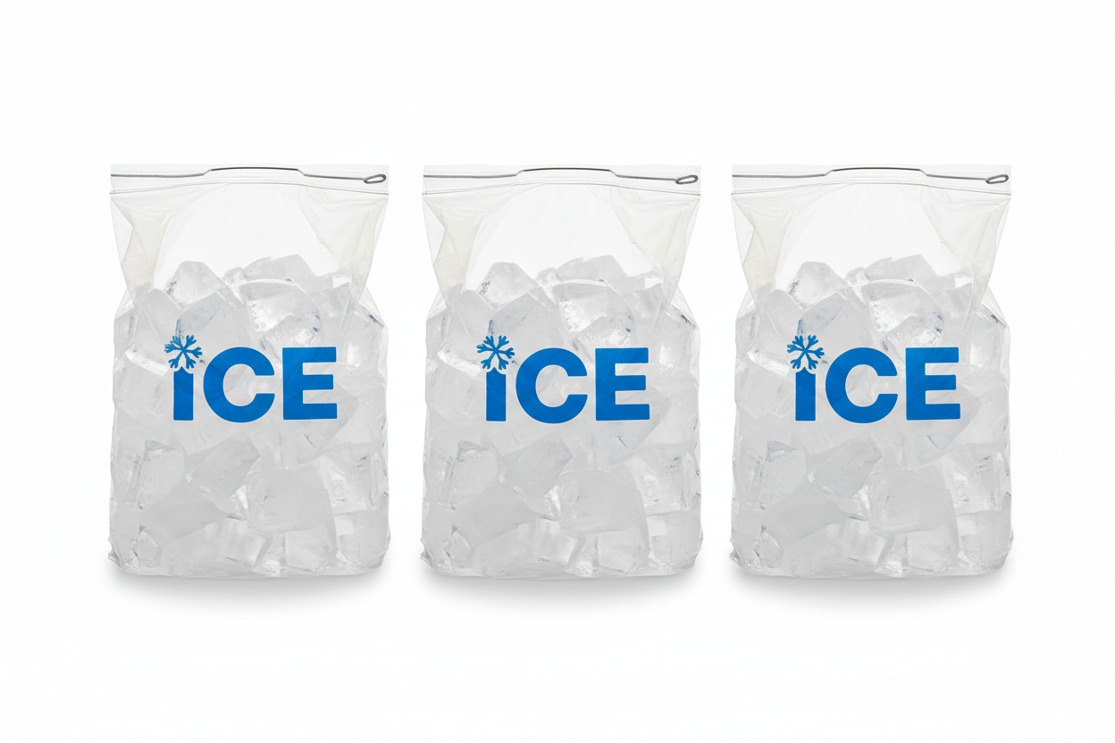 Three Ice Bags Display